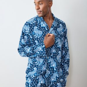 Tiger Queen - Men's Lightweight Flannel Long PJ Set - Indigo