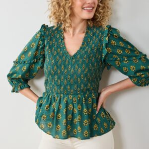 Texas Bouquet - Myrtle Blouse - Desert Moss
