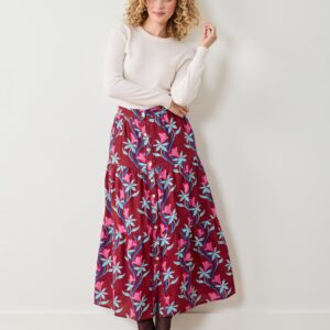 Moonflower Vine - Tessa Skirt - Barn Red