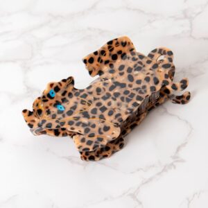Brown - Hand Painted Leopard Claw Hair Clip - Solar Eclipse
