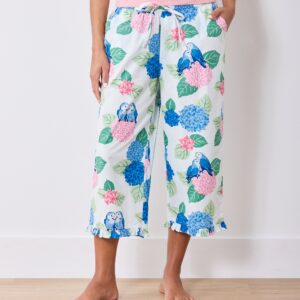 Hydrangea Honeymoon - Ruffle Cropped Pants - Cloud