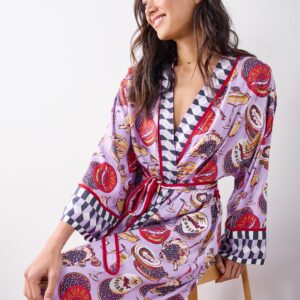 Champagne & Caviar - Eco Satin Robe - Lavender Spritz