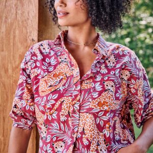 City Cats - Cleo Button Down - Maroon Night