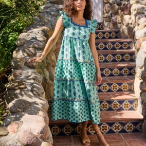 Aviary Flowers - Dunmore Dress - Soft Sage