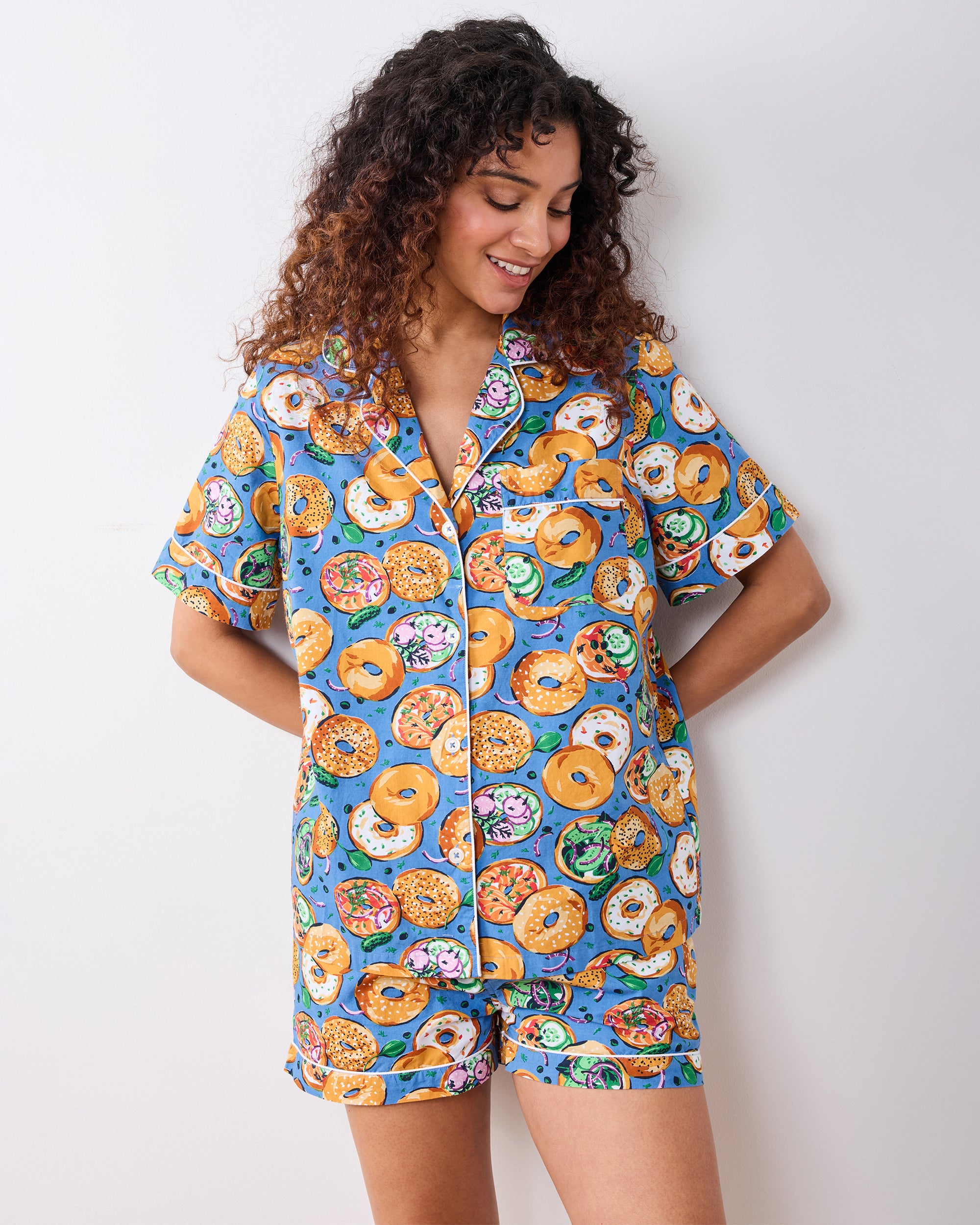 Bagels & Schmear - Short PJ Set - Brunch Blues - Image 2