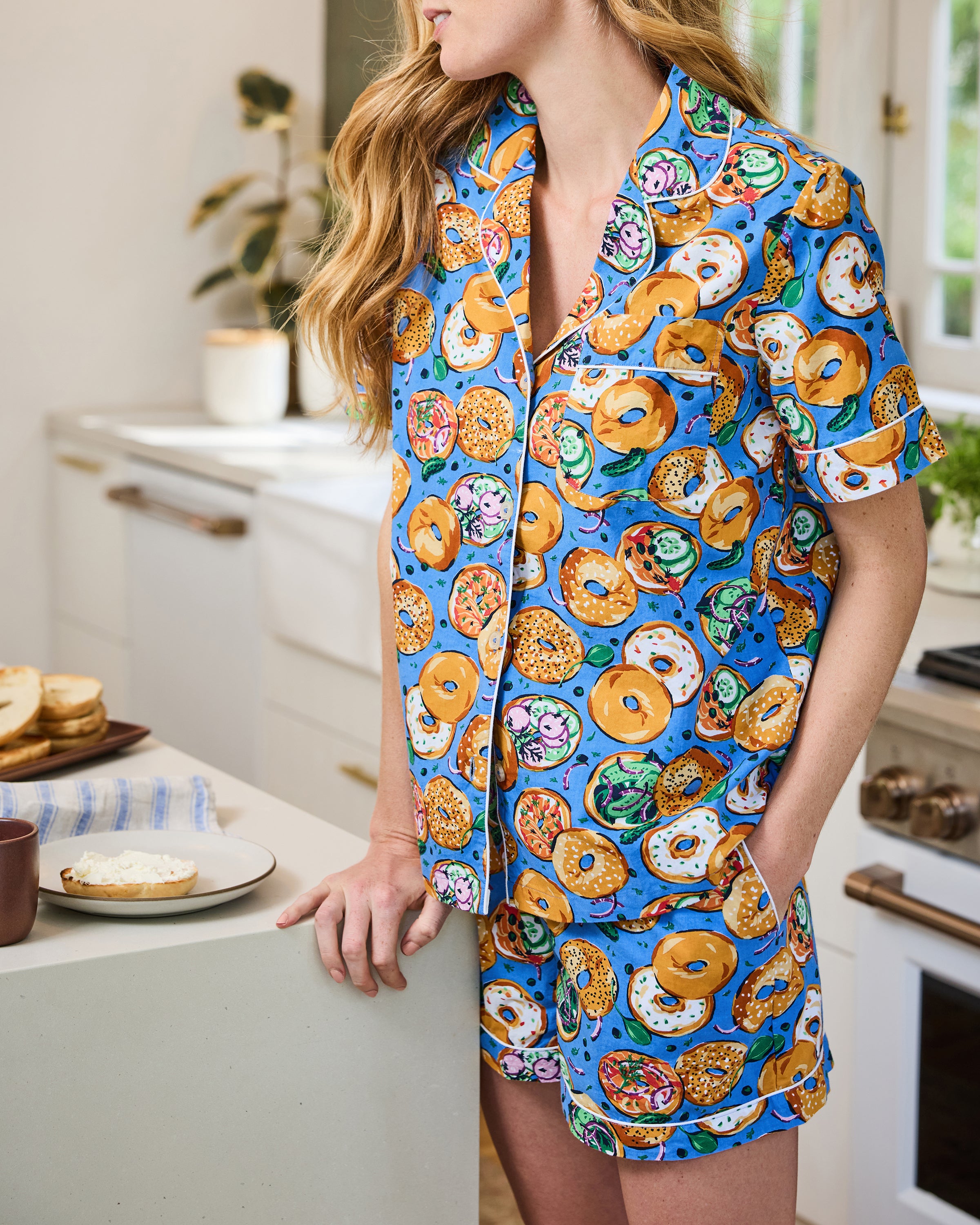 Bagels & Schmear - Short PJ Set - Brunch Blues - Image 3