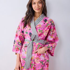 Bird & Blossom - Long Robe - Fuchsia Berry