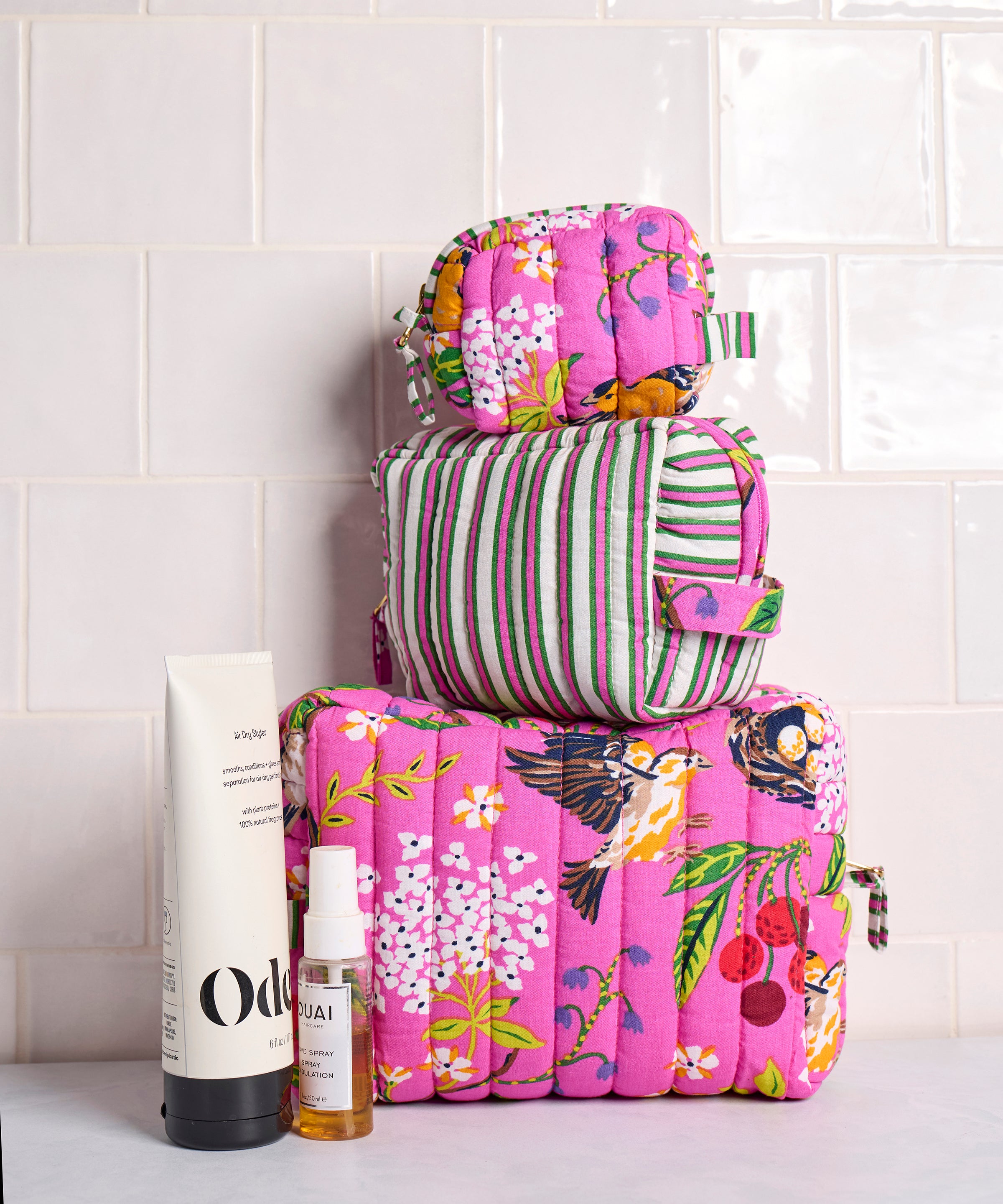 Bird & Blossom - Three's Best Pouch Set - Fuchsia Berry
