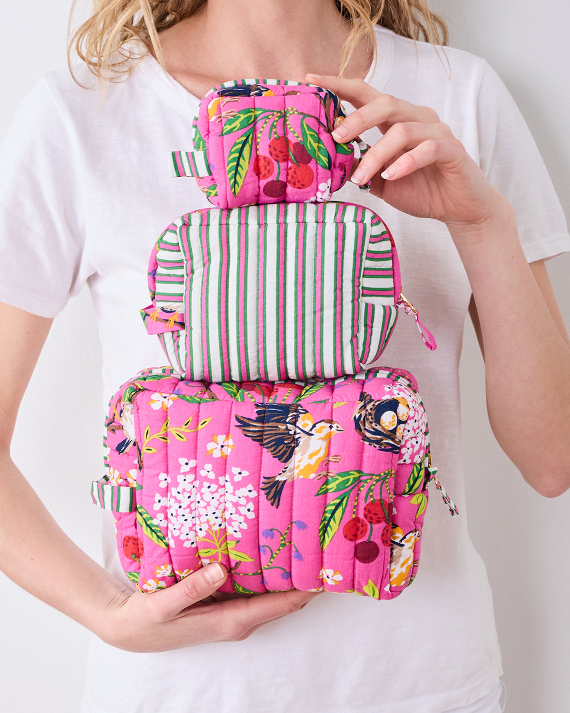Bird & Blossom - Three's Best Pouch Set - Fuchsia Berry - Image 2