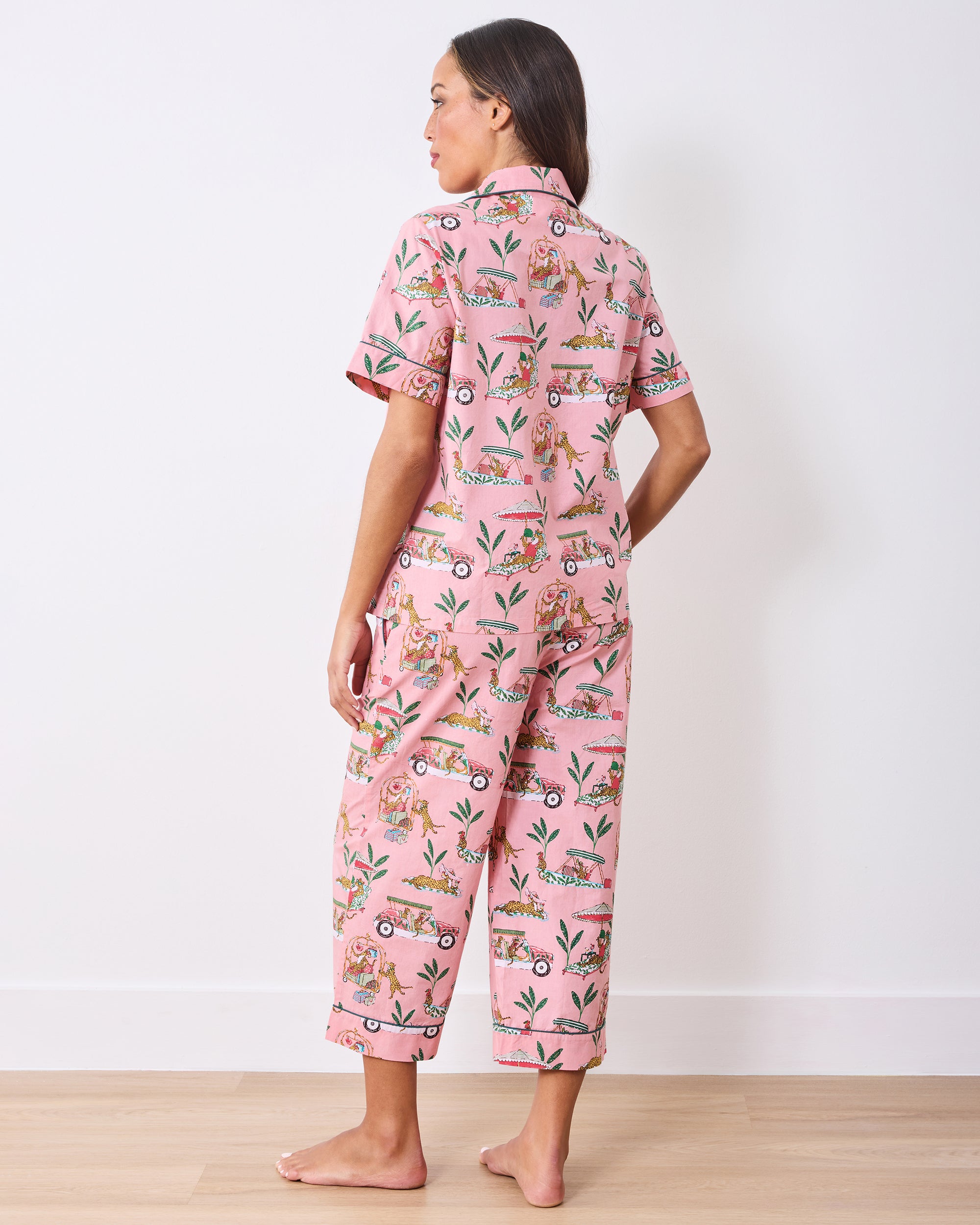 Cabana Cats - Short Sleeve Top & Cropped Pants Set - Peach Daiquiri - Image 6