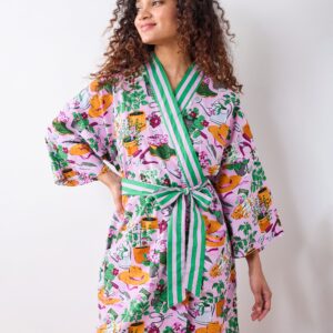 Green Thumb - Long Robe - Pink Cosmos