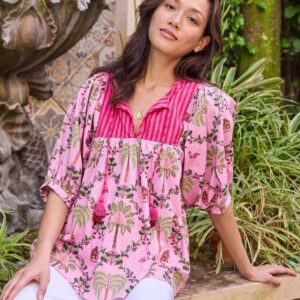 Island Muse - Greta Blouse - Pink Flamingo