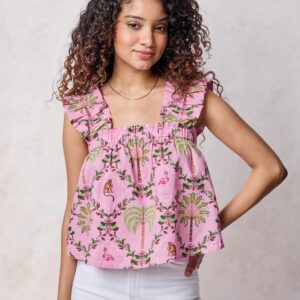 Island Muse - Maya Top - Pink Flamingo