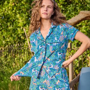 Must Love Dogs - Organic Pima Modal Knit Short PJ Set - Cerulean