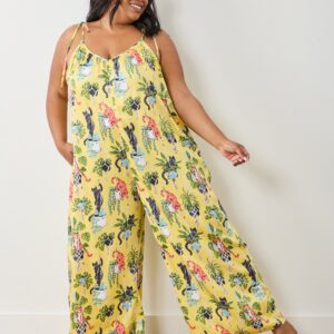 Macrame Mischief - Eco Satin Jaipur Jumpsuit - Sunshine