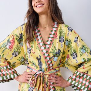 Macrame Mischief - Eco Satin Robe - Sunshine