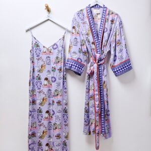 Fancy Dogs - Eco Satin Chic to Sleep Nightie & Robe Bundle - Lavender Glaze