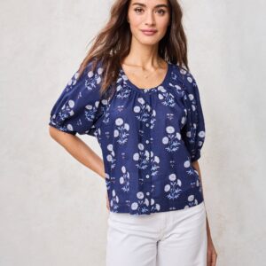 Marigold Bloom - Gilmore Blouse - Midnight Tide