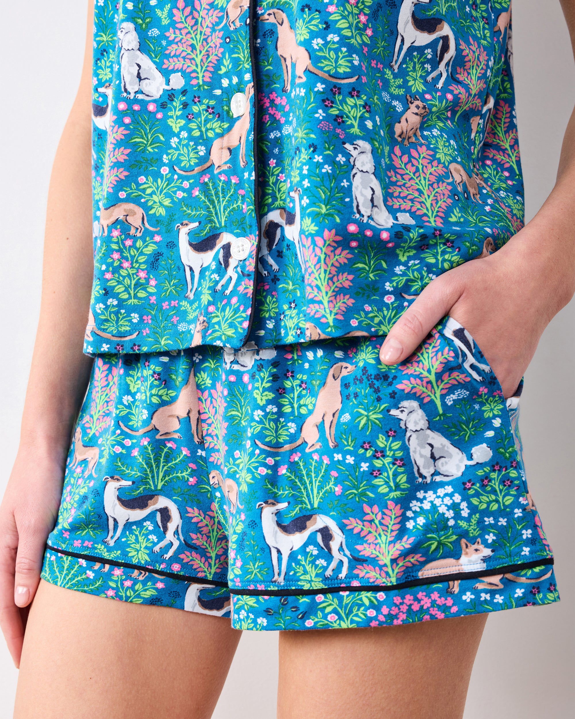Must Love Dogs - Organic Pima Modal Knit Short PJ Set - Cerulean - Image 2