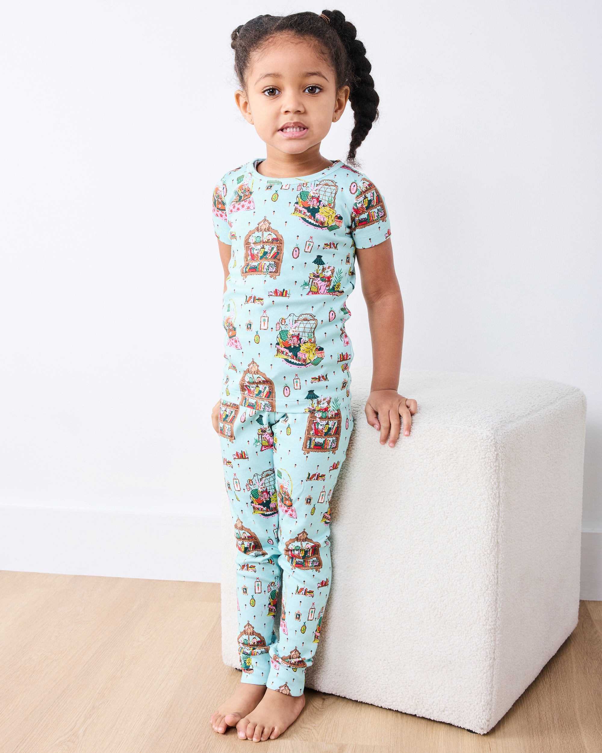 Reading Nook - Kids Short Sleeve PJ Set - Blue Burrow - Image 3