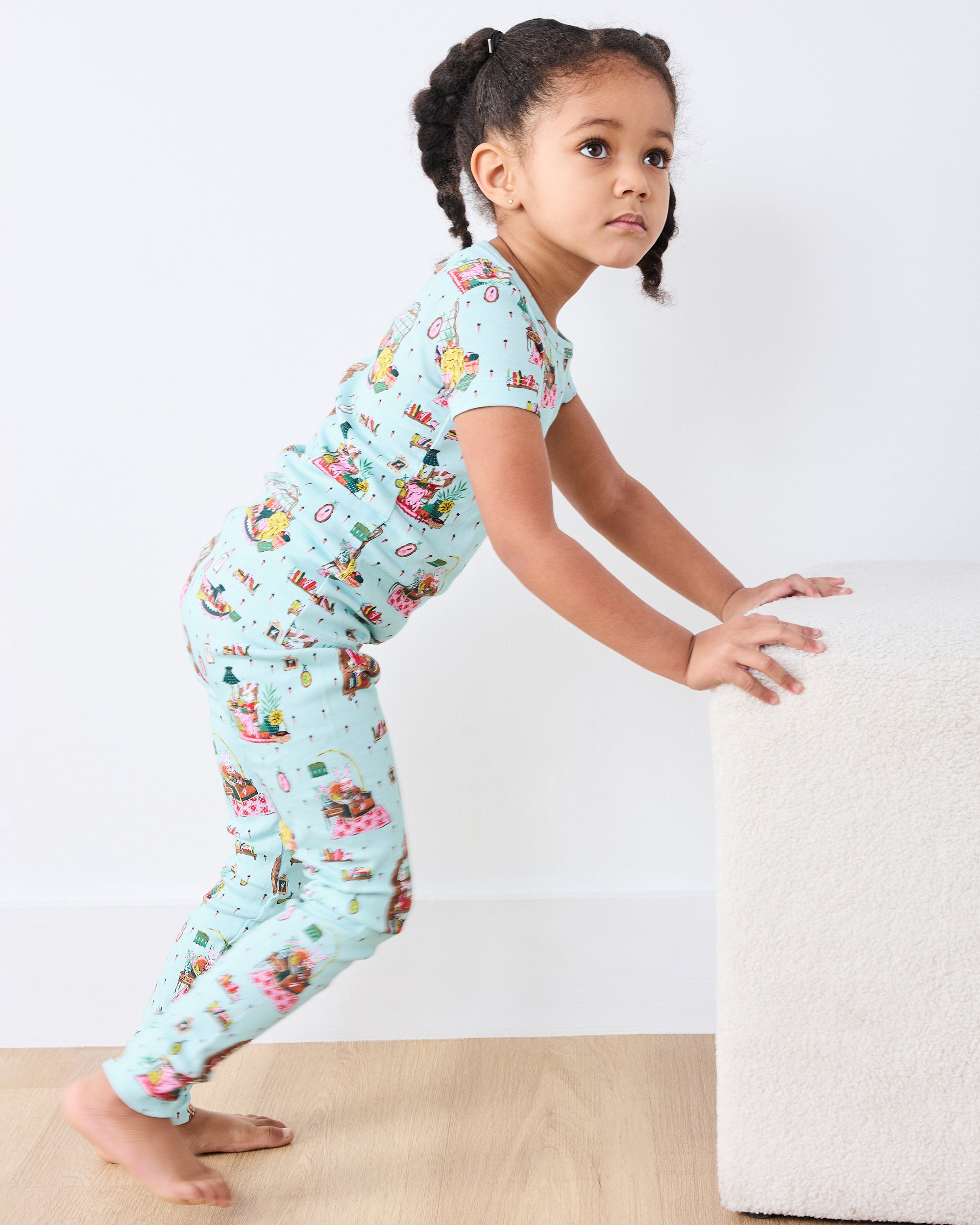 Reading Nook - Kids Short Sleeve PJ Set - Blue Burrow - Image 4