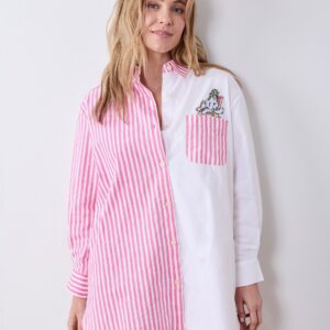 Spa Day Stripes - Everyday Button Down - Pink Polish