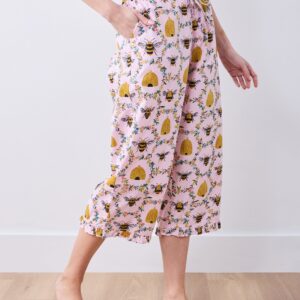 Sweet Bee - Ruffle Cropped Pants - Pink Petal