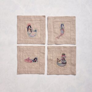 Daughters of Triton - Cocktail Napkins Set of 4 - Natural Linen