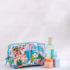 Mediterranean Meow - Quilted Pouch - Lilac & Lime