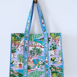 Mediterranean Meow - The Traveler Tote - Lilac & Lime