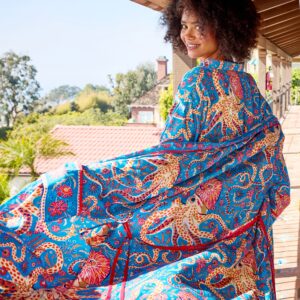 Octopus Isle - Eco Satin Robe - Ocean Eyes