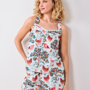 Hen House - Back to Bed Cropped Pant Set - Soft Blue