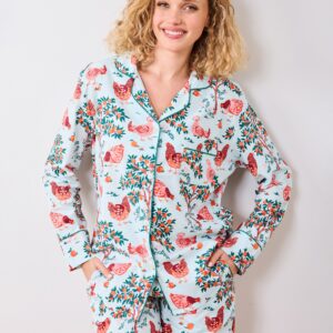 Hen House - Long PJ Set - Soft Blue