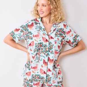 Hen House - Short PJ Set - Soft Blue