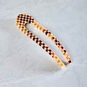 Tortoise Checker - French Hair Pin  - Machete