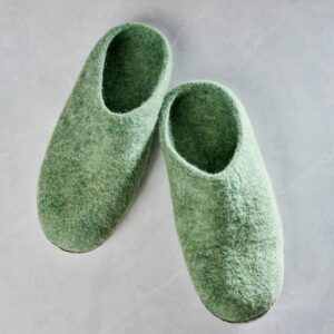 Eucalyptus Green - Organic Merino Wool Slippers  - Fuzzy Cove