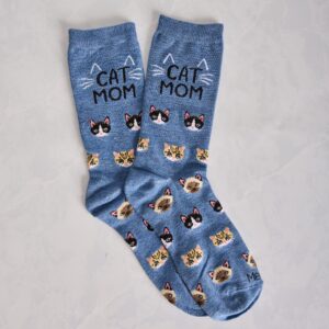 Denim Heather - Cat Mom Bamboo Crew - Infinity Classics