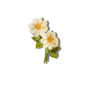 Ivory - Hand Painted Vintage Daisy Stem Claw Hair Clip - Solar Eclipse