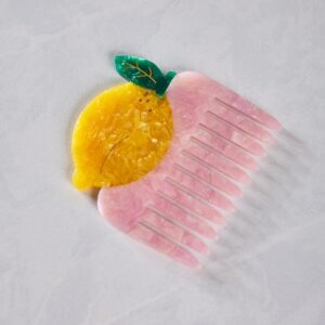 Yellow Combo - Hand Painted Lemon Pocket Hair Comb - Solar Eclipse