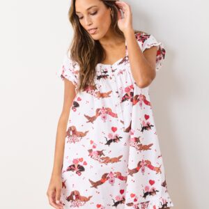 Dachshund Date - Pintuck Nightgown - Cloud