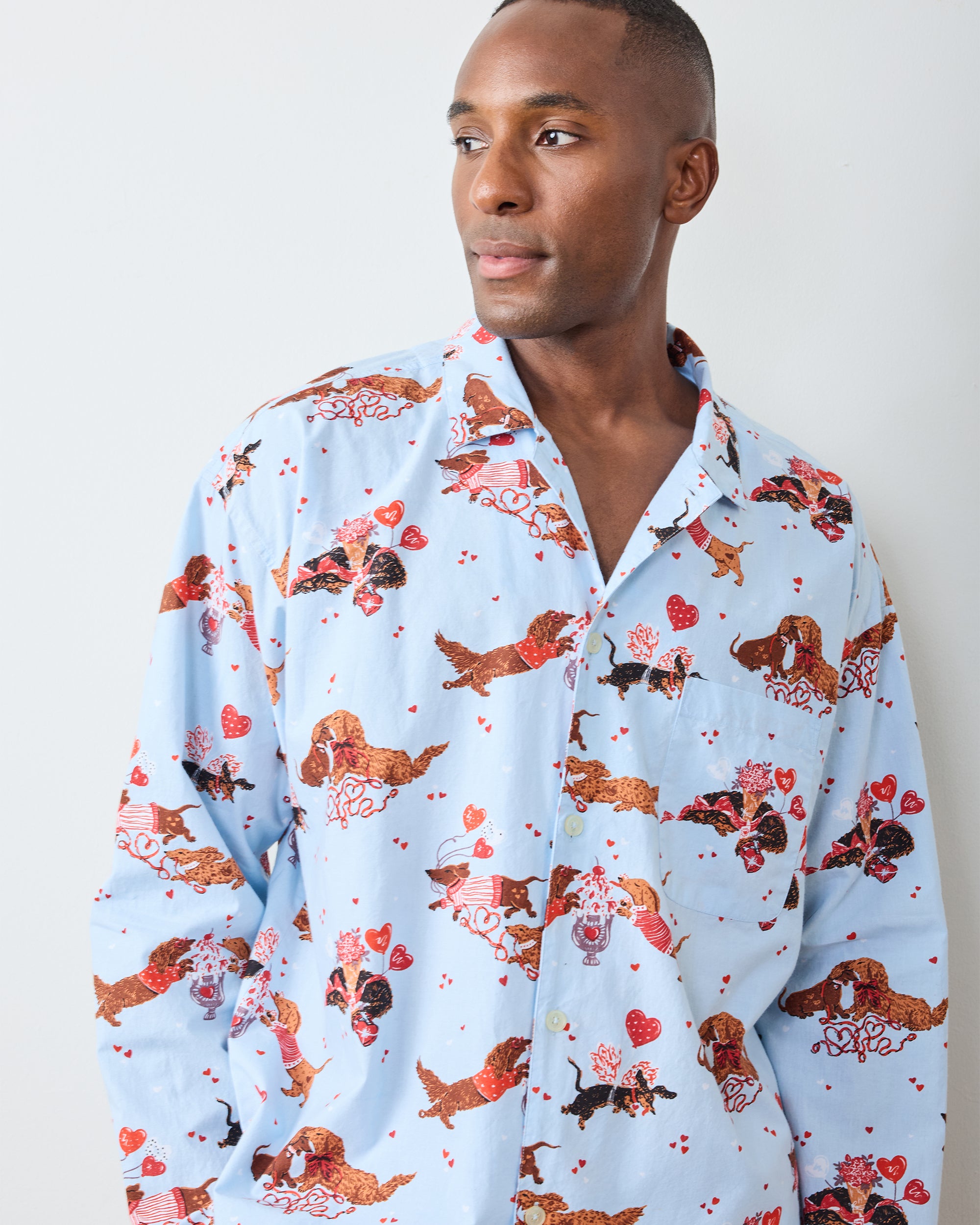 Dachshund Date - Men's Long PJ Set - Pale Blue - Image 3