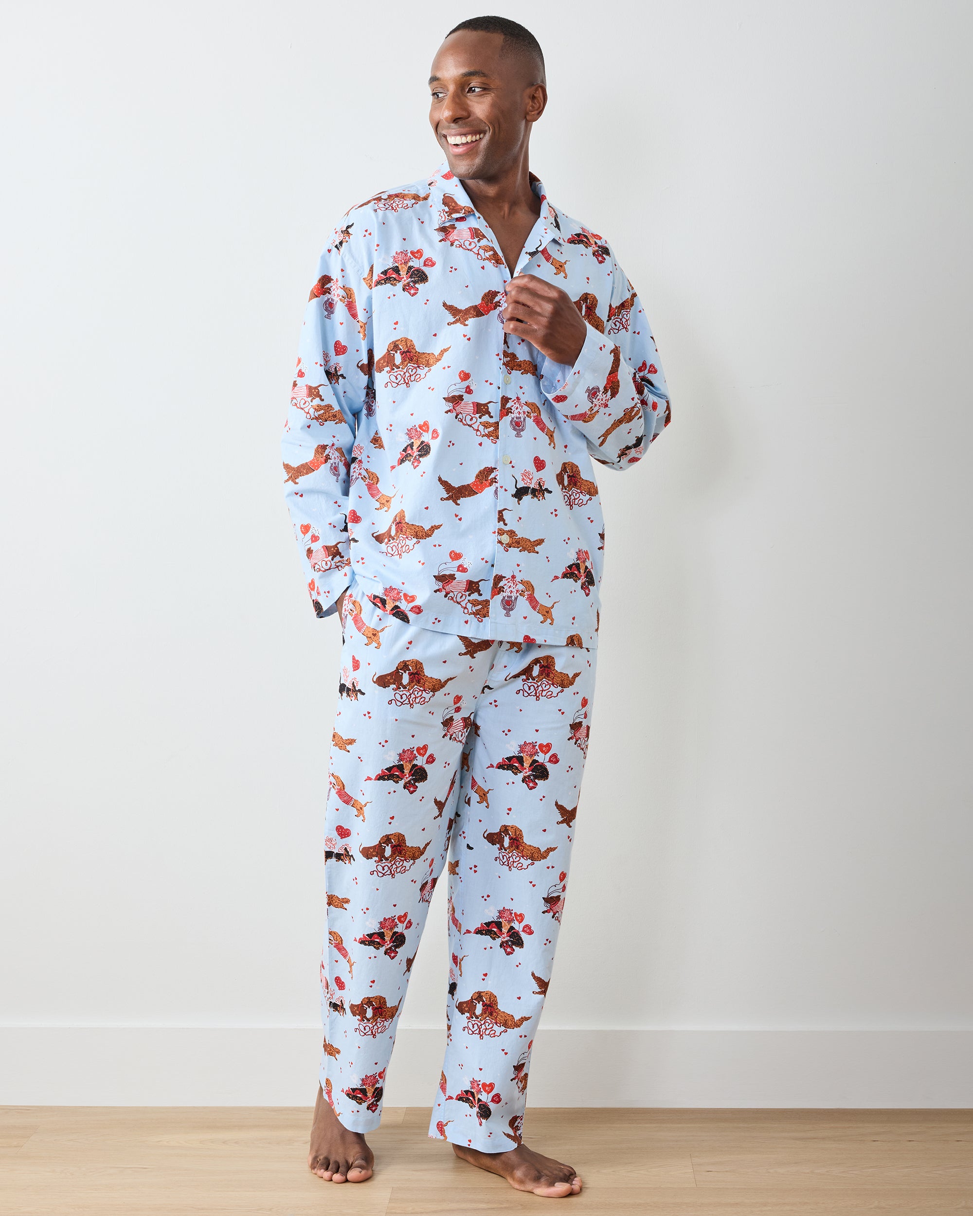 Dachshund Date - Men's Long PJ Set - Pale Blue - Image 2