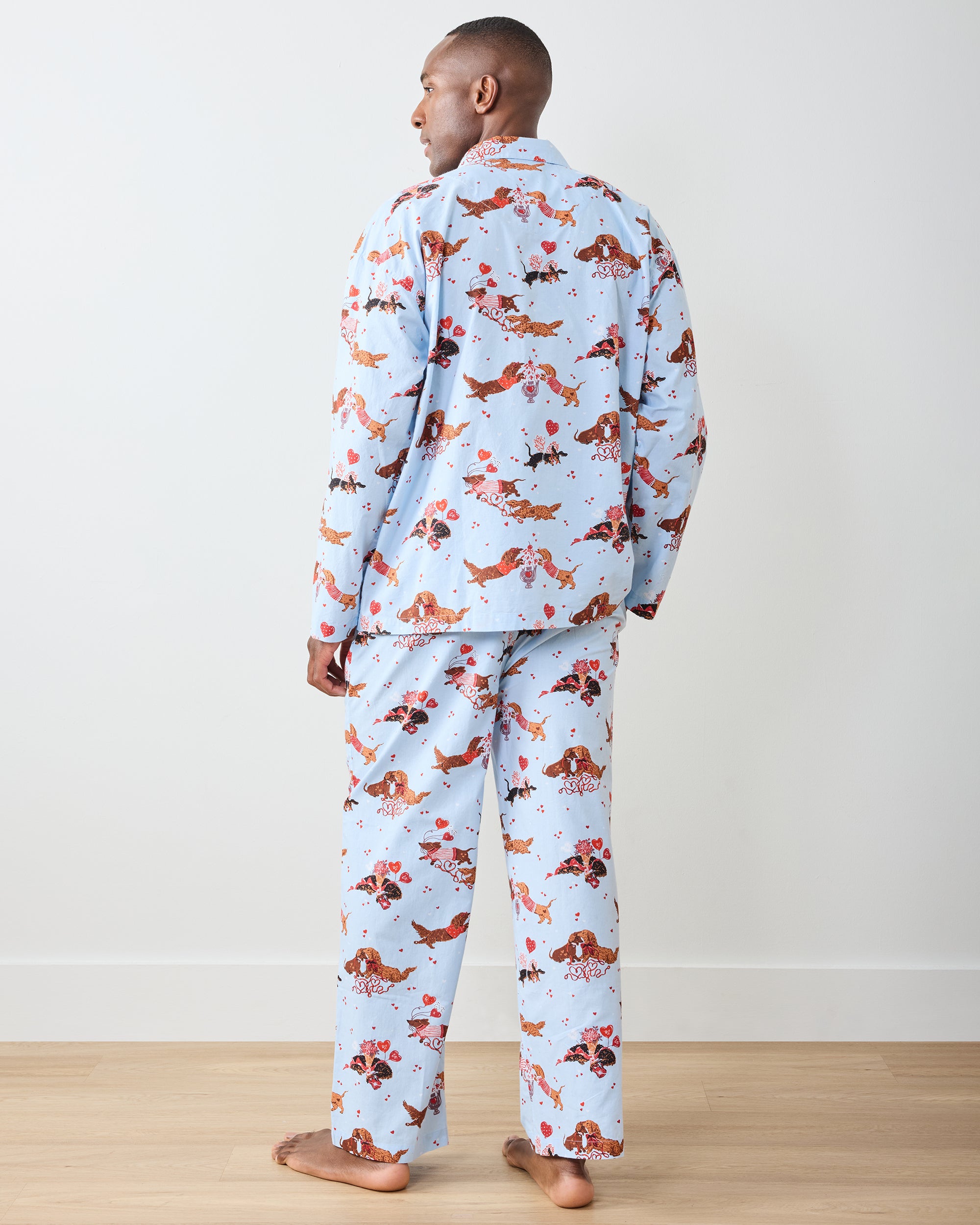 Dachshund Date - Men's Long PJ Set - Pale Blue - Image 4
