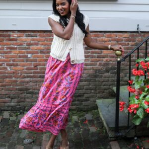 Folklore Flowers - Victoria Skirt - Bright Rose